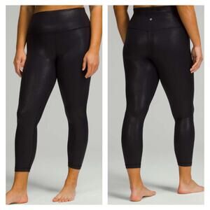 Lululemon Women Align High Rise Pant 25" Size 18 Radiate Foil Black Legging Yoga